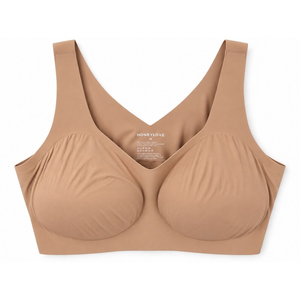 Honey Love SoftForm Pullover Bra Sand Tan Size 3x Soft Supportive Wireless Comfy